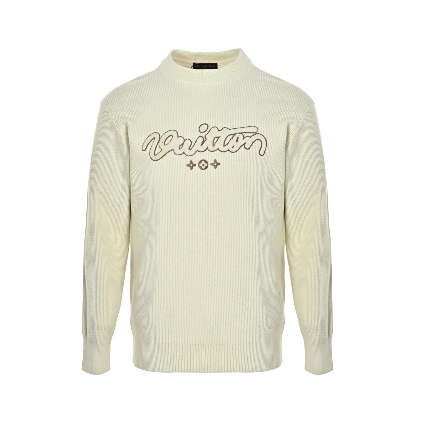 Louis Vuitton/Louis Vuitton signature flocked letter crew neck sweater